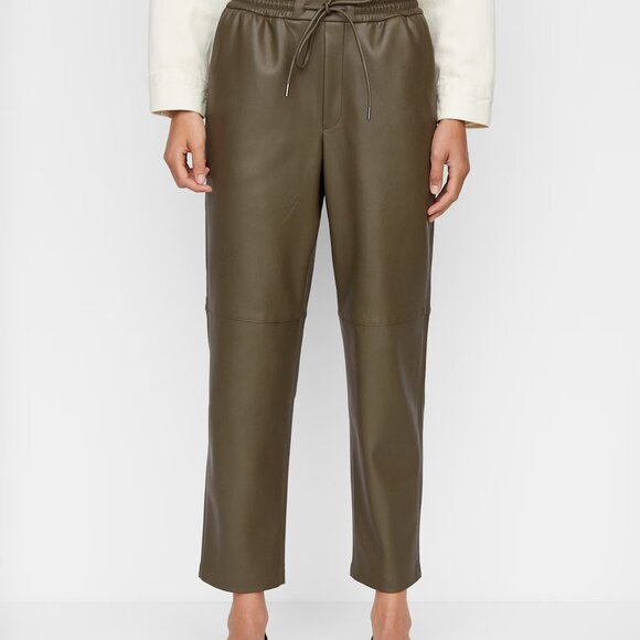 Green/Moss/Khaki Faux Leather Pants_Drawstring Waist_NWoT_Mango_L - Picture 6 of 6